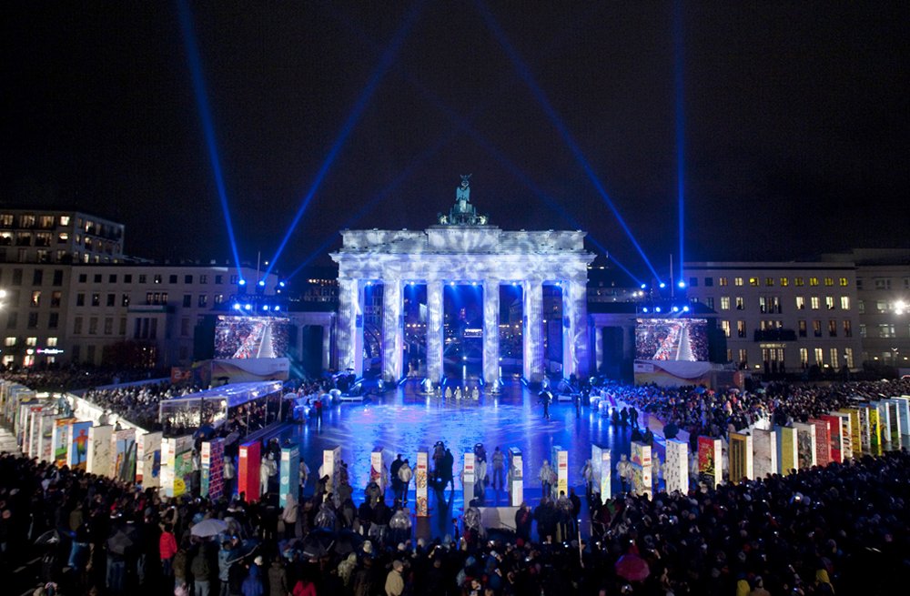 Fejring af 20-års dagen for Murens fald den 9. november 2009 ved Brandenburger Tor